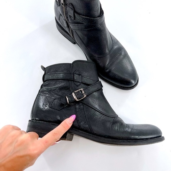 FRYE Jayden cross strap motorcycle boot black leather size 8 B - Picture 6 of 16